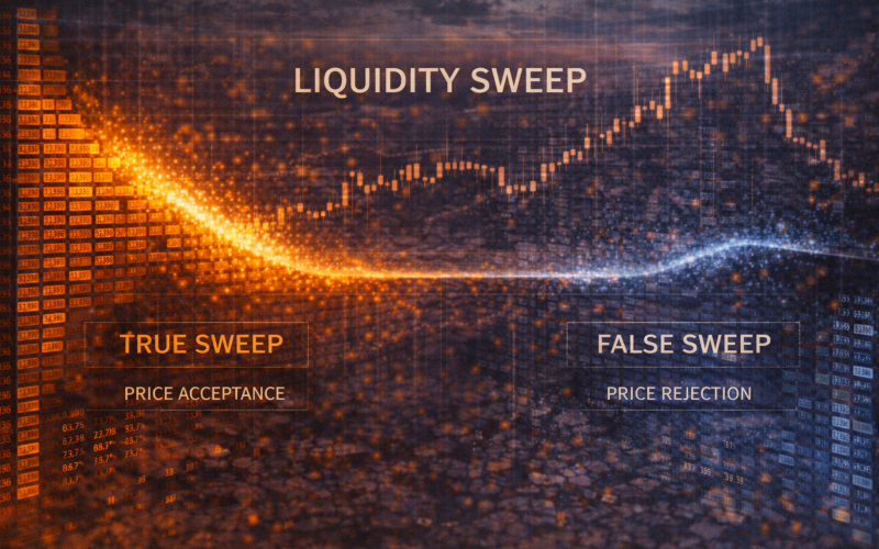 Liquidity sweep: como o preço “limpa” um lado antes de escolher direção (e como diferenciar sweep verdadeiro vs falso)